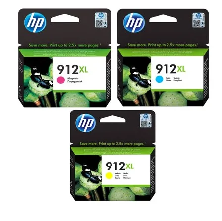סט 3 ראשי דיו מקוריים HP 912XL