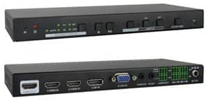 קופסת מיתוג אוטומטית מקצועית לחדר ישיבות עם כניסות 2xHDMI + VGA + DP ויציאת HDMI, עם SCALER ל-4K