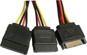 כבל מפצל כוח SATA זכר - 2xSATA נקבה באורך 15 ס"מ