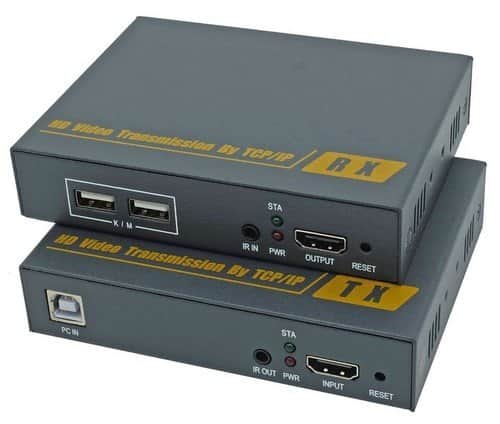 מרחיק KVM / מרחיק HDMI + USB על גבי כבל רשת יחיד CAT6 עד 120 מטר, בטכנולוגיית TCP/IP