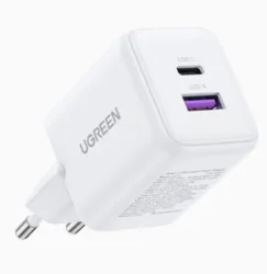 מטען קיר UGREEN 30W עם 2 יציאות – טעינה מהירה בטכנולוגיית GaN