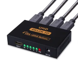 מפצל HDMI לארבע מסכים עם כבל חשמל