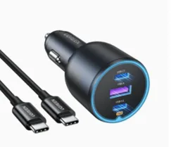 מטען רכב מהיר UGREEN 130W חיבורי USB-C + USB-A