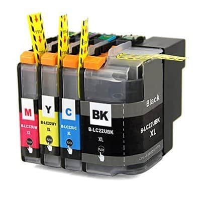 ‏ראש דיו ‏צהוב שחור כחול אדום LC22U XL סט 4 ראשי דיו Brother