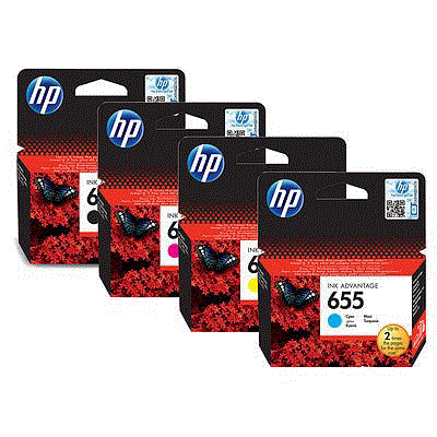 סט 4 ראשי דיו מקוריים HP 655