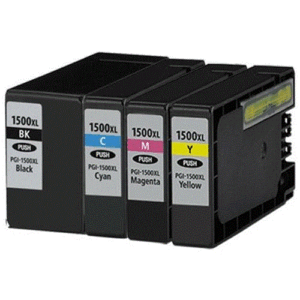 מארז ראשי דיו ‏צהוב שחור כחול אדום מקוריים PGI-1500XL 9182B004 מארז 4 ראשי דיו Canon קנון