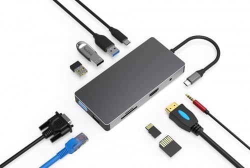 תחנת עגינה למחשב נייד מתאם USB C למגוון חיבורים