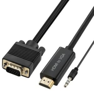 כבל ממיר HDMI ל-VGA + אודיו באורך 2 מטר (HDMI במחשב - VGA במסך)