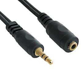 כבל PL 3.5 סטריאו זכר - נקבה מסוכך עם פלגים יצוקים ומוזהבים, 1.8 מטר