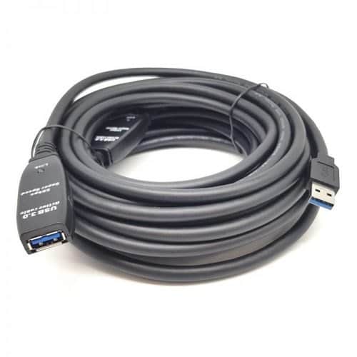 כבל מאריך אקטיבי USB3.0 זכר - נקבה מוגבר, 10 מטר