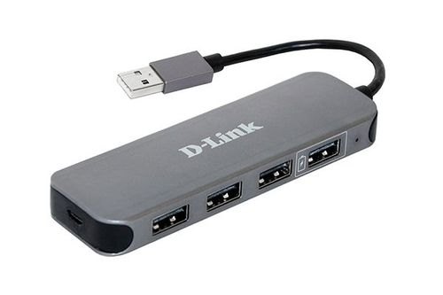 מפצל 4 יציאות עם ספק כח DLINK DUB-H4 USB 2.0 D-LINK
