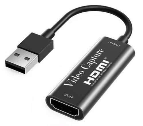 דונגל מתאם לכידת HDMI ל-USB2.0, להעברת תכני HD למחשב (לא לממירי כבלים), עם כבל קצר TOPX