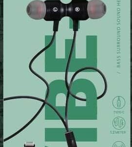 אוזניות ראש סיליקון בחיבורVIBE-C TYPE C (9 PRO) שחור 9PRO