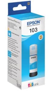 בקבוק דיו כחול תואם EPSON 103 Cyan ink bottle 65ml C13T00S24A אפסון