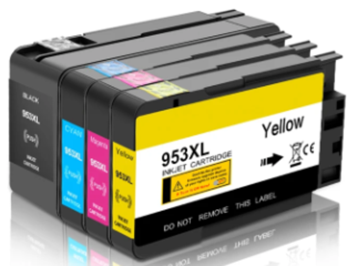 ⁦‏ראש דיו ‏צהוב שחור כחול אדום תואמים 953XL סט 4 ראשי דיו HP⁩ – תמונה ⁦1⁩