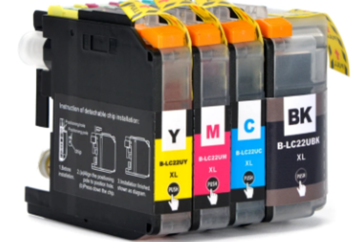 ⁦‏ראש דיו LC22U סט 4 ראשי דיו תואמים Brother⁩ – תמונה ⁦1⁩