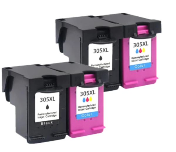 2 סטים ראשי דיו שחור וצבע תואמים 305XL 3YM63AE + HP3YM62AE