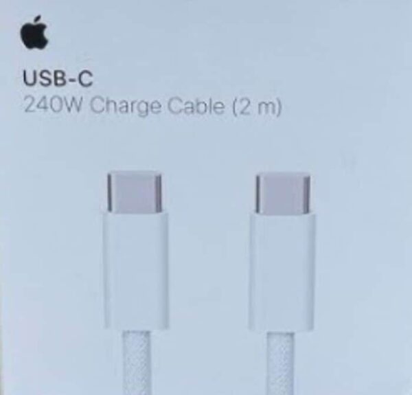 כבל הטענה מקורי APPLE 2M TYPE C TO TYPE C 240W לבן