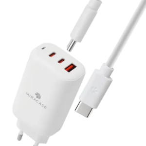 מטען קיר מהיר MIRACASE USB-A + 2 x PD Type-C 65W - צבע לבן
