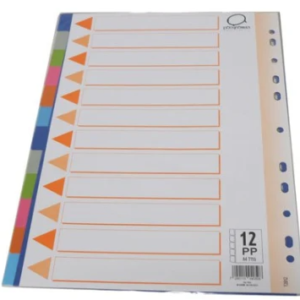 חוצצים מפלסיק 1-12 גודל A4