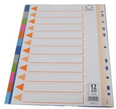 חוצצים מפלסיק 1-12 גודל A4
