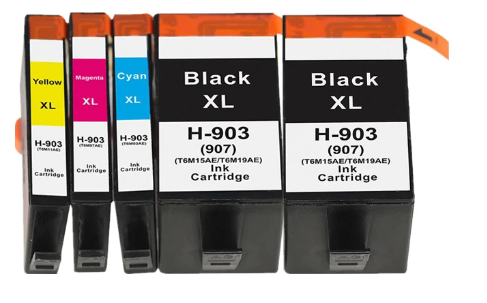 סט 4 ראשי דיו תואמים HP 907X+903XL