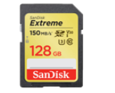 כרטיס זיכרון בנפח GB 128 S.D EX 4K 180S V30 SANDISK