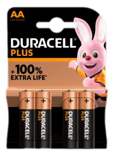 סט 4 סוללות DURACELL PLUS 100% AA