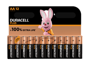 סט 12 סוללות Duracell PLUS 100% AA