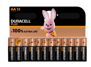 סט 12 סוללות Duracell PLUS 100% AA
