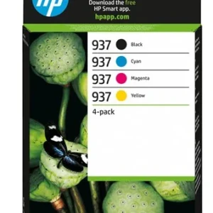 סט 4 ראשי דיו מקוריים HP 937